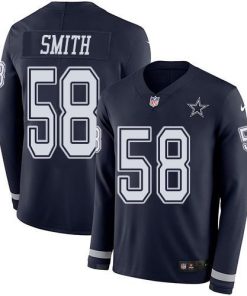 Nike Dallas Cowboys #58 Aldon Smith Navy Blue Team Color Stitched NFL Limited Therma Long Sleeve Jersey