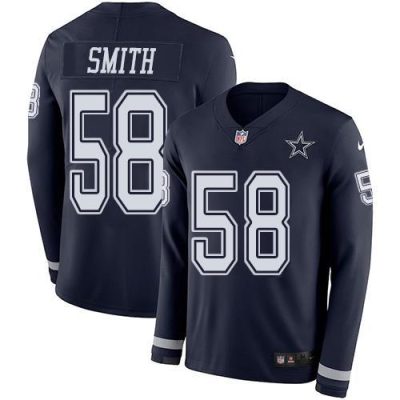 Nike Dallas Cowboys #58 Aldon Smith Navy Blue Team Color Stitched NFL Limited Therma Long Sleeve Jersey