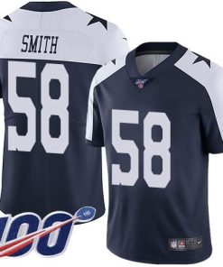 Nike Dallas Cowboys #58 Aldon Smith Navy Blue Thanksgiving Stitched NFL 100th Season Vapor Throwback Limited Jersey