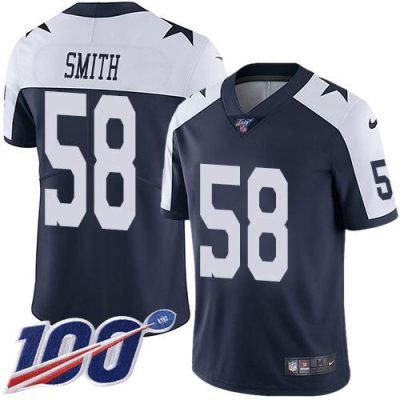 Nike Dallas Cowboys #58 Aldon Smith Navy Blue Thanksgiving Stitched NFL 100th Season Vapor Throwback Limited Jersey
