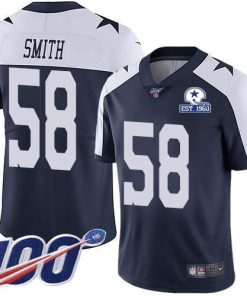 Nike Dallas Cowboys #58 Aldon Smith Navy Blue Thanksgiving Stitched With Established In 1960 Patch NFL 100th Season Vapor Untouchable Limited Throwba