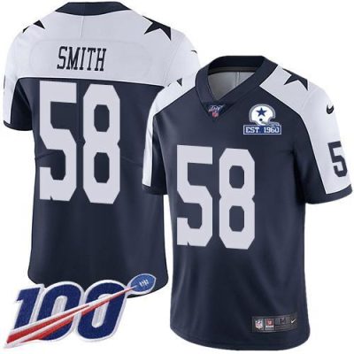 Nike Dallas Cowboys #58 Aldon Smith Navy Blue Thanksgiving Stitched With Established In 1960 Patch NFL 100th Season Vapor Untouchable Limited Throwba