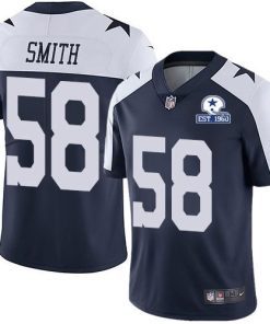 Nike Dallas Cowboys #58 Aldon Smith Navy Blue Thanksgiving Stitched With Established In 1960 Patch NFL Vapor Untouchable Limited Throwback Jersey Men
