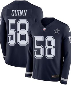 Nike Dallas Cowboys #58 Robert Quinn Navy Blue Team Color Stitched NFL Limited Therma Long Sleeve Jersey