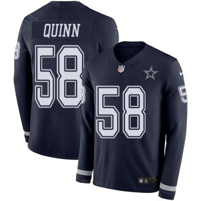 Nike Dallas Cowboys #58 Robert Quinn Navy Blue Team Color Stitched NFL Limited Therma Long Sleeve Jersey