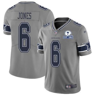 Nike Dallas Cowboys #6 Chris Jones Gray Stitched With Established In 1960 Patch NFL Limited Inverted Legend Jersey