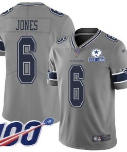 Nike Dallas Cowboys #6 Chris Jones Gray Stitched With Established In 1960 Patch NFL Limited Inverted Legend 100th Season Jersey