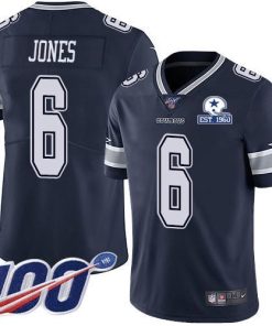 Nike Dallas Cowboys #6 Chris Jones Navy Blue Team Color Stitched With Established In 1960 Patch NFL 100th Season Vapor Untouchable Limited Jersey Men