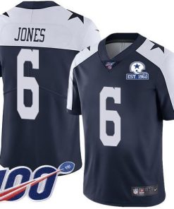 Nike Dallas Cowboys #6 Chris Jones Navy Blue Thanksgiving Stitched With Established In 1960 Patch NFL 100th Season Vapor Untouchable Limited Throwbac