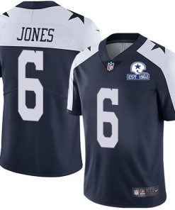 Nike Dallas Cowboys #6 Chris Jones Navy Blue Thanksgiving Stitched With Established In 1960 Patch NFL Vapor Untouchable Limited Throwback Jersey Men'