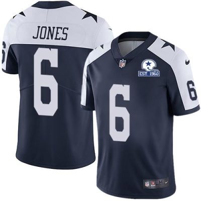 Nike Dallas Cowboys #6 Chris Jones Navy Blue Thanksgiving Stitched With Established In 1960 Patch NFL Vapor Untouchable Limited Throwback Jersey Men'