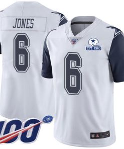 Nike Dallas Cowboys #6 Chris Jones White Stitched With Established In 1960 Patch NFL Limited Rush 100th Season Jersey