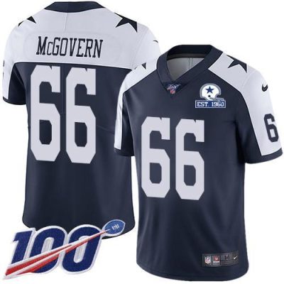 Nike Dallas Cowboys #66 Connor McGovern Navy Blue Thanksgiving Stitched With Established In 1960 Patch NFL 100th Season Vapor Untouchable Limited Thr