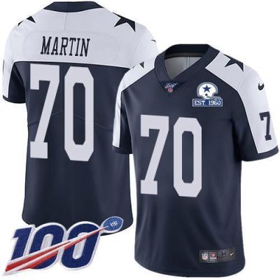 Nike Dallas Cowboys #70 Zack Martin Navy Blue Thanksgiving Stitched With Established In 1960 Patch NFL 100th Season Vapor Untouchable Limited Throwba