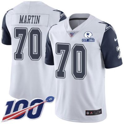 Nike Dallas Cowboys #70 Zack Martin White Stitched With Established In 1960 Patch NFL Limited Rush 100th Season Jersey