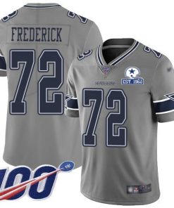 Nike Dallas Cowboys #72 Travis Frederick Gray Stitched With Established In 1960 Patch NFL Limited Inverted Legend 100th Season Jersey