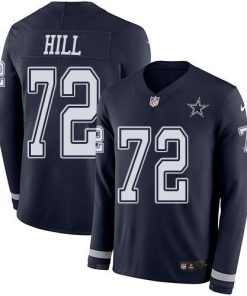 Nike Dallas Cowboys #72 Trysten Hill Navy Blue Team Color Stitched NFL Limited Therma Long Sleeve Jersey