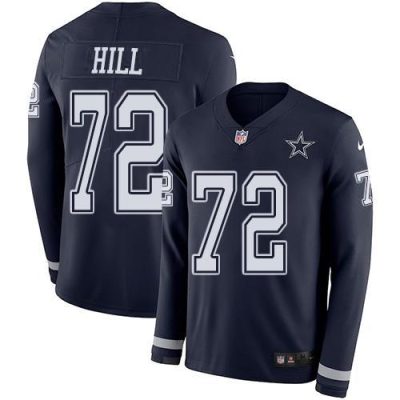 Nike Dallas Cowboys #72 Trysten Hill Navy Blue Team Color Stitched NFL Limited Therma Long Sleeve Jersey