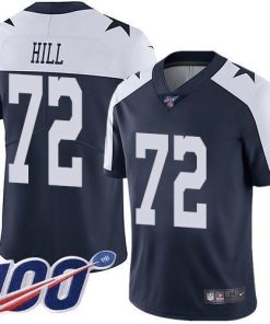 Nike Dallas Cowboys #72 Trysten Hill Navy Blue Thanksgiving Stitched NFL 100th Season Vapor Throwback Limited Jersey