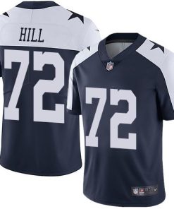 Nike Dallas Cowboys #72 Trysten Hill Navy Blue Thanksgiving Stitched NFL Vapor Untouchable Limited Throwback Jersey