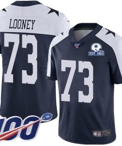 Nike Dallas Cowboys #73 Joe Looney Navy Blue Thanksgiving Stitched With Established In 1960 Patch NFL 100th Season Vapor Untouchable Limited Throwbac