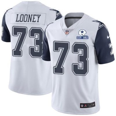 Nike Dallas Cowboys #73 Joe Looney White Stitched With Established In 1960 Patch NFL Limited Rush Jersey