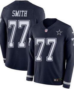 Nike Dallas Cowboys #77 Tyron Smith Navy Blue Team Color Stitched NFL Limited Therma Long Sleeve Jersey