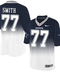 Nike Dallas Cowboys #77 Tyron Smith Navy Blue/White Stitched NFL Elite Fadeaway Fashion Jersey