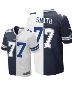 Nike Dallas Cowboys #77 Tyron Smith Navy Blue/White Stitched NFL Elite Split Jersey