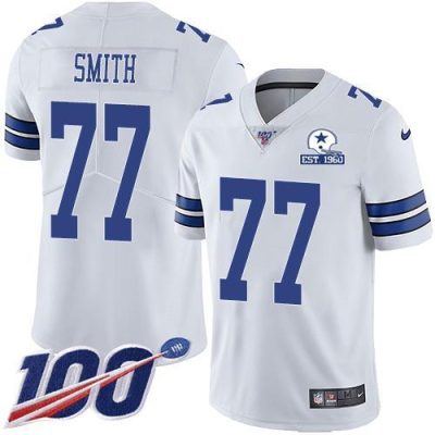 Nike Dallas Cowboys #77 Tyron Smith White Stitched With Established In 1960 Patch NFL 100th Season Vapor Untouchable Limited Jersey