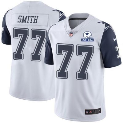 Nike Dallas Cowboys #77 Tyron Smith White Stitched With Established In 1960 Patch NFL Limited Rush Jersey