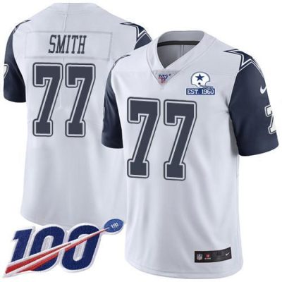 Nike Dallas Cowboys #77 Tyron Smith White Stitched With Established In 1960 Patch NFL Limited Rush 100th Season Jersey