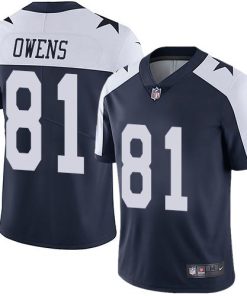 Nike Dallas Cowboys #81 Terrell Owens Navy Blue Thanksgiving Stitched NFL Vapor Untouchable Limited Throwback Jersey