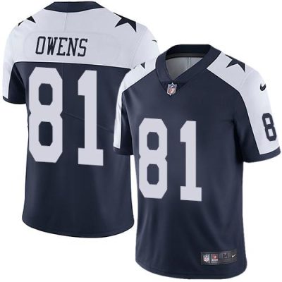 Nike Dallas Cowboys #81 Terrell Owens Navy Blue Thanksgiving Stitched NFL Vapor Untouchable Limited Throwback Jersey