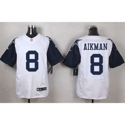 Nike Dallas Cowboys #8 Troy Aikman White Stitched NFL Elite Rush Jersey