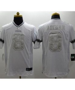 Nike Dallas Cowboys #8 Troy Aikman White Stitched NFL Limited Platinum Jersey