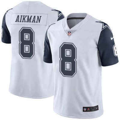 Nike Dallas Cowboys #8 Troy Aikman White Stitched NFL Limited Rush Jersey