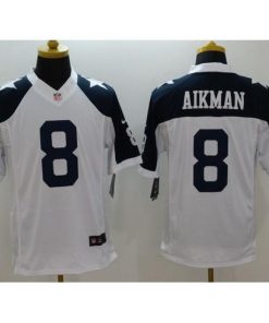 Nike Dallas Cowboys #8 Troy Aikman White Thanksgiving Throwback Stitched NFL Limited Jersey