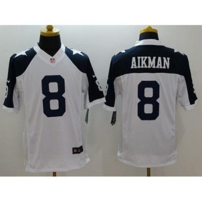 Nike Dallas Cowboys #8 Troy Aikman White Thanksgiving Throwback Stitched NFL Limited Jersey