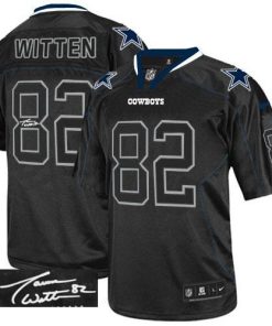 Nike Dallas Cowboys #82 Jason Witten Lights Out Black Stitched NFL Elite Autographed Jersey