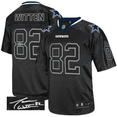 Nike Dallas Cowboys #82 Jason Witten Lights Out Black Stitched NFL Elite Autographed Jersey