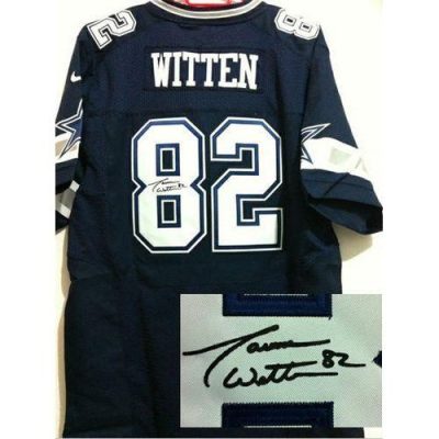 Nike Dallas Cowboys #82 Jason Witten Navy Blue Team Color Stitched NFL Elite Autographed Jersey