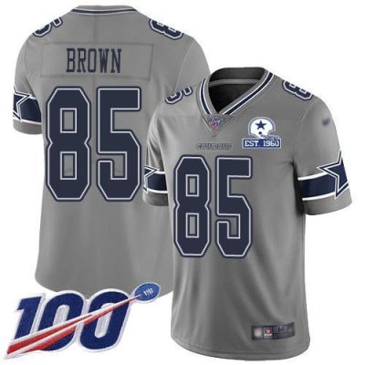 Nike Dallas Cowboys #85 Noah Brown Gray Stitched With Established In 1960 Patch NFL Limited Inverted Legend 100th Season Jersey