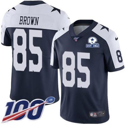 Nike Dallas Cowboys #85 Noah Brown Navy Blue Thanksgiving Stitched With Established In 1960 Patch NFL 100th Season Vapor Untouchable Limited Throwbac