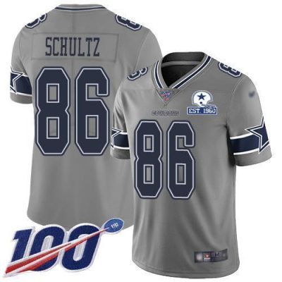 Nike Dallas Cowboys #86 Dalton Schultz Gray Stitched With Established In 1960 Patch NFL Limited Inverted Legend 100th Season Jersey