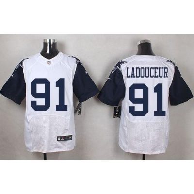 Nike Dallas Cowboys #91 L. P. Ladouceur White Stitched NFL Elite Rush Jersey