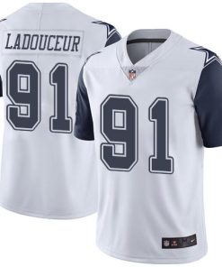 Nike Dallas Cowboys #91 L. P. Ladouceur White Stitched NFL Limited Rush Jersey