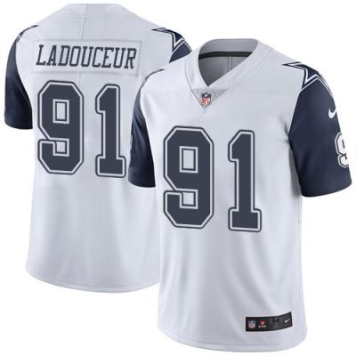 Nike Dallas Cowboys #91 L. P. Ladouceur White Stitched NFL Limited Rush Jersey