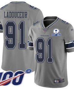 Nike Dallas Cowboys #91 L.P. Ladouceur Gray Stitched With Established In 1960 Patch NFL Limited Inverted Legend 100th Season Jersey