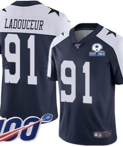 Nike Dallas Cowboys #91 L.P. Ladouceur Navy Blue Thanksgiving Stitched With Established In 1960 Patch NFL 100th Season Vapor Untouchable Limited Thro